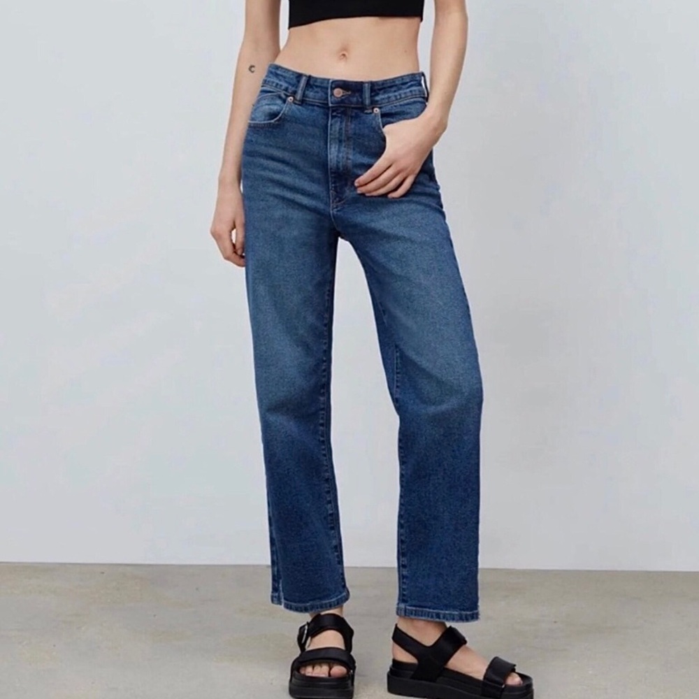 ZARA High Rise Straight Ankle Jeans